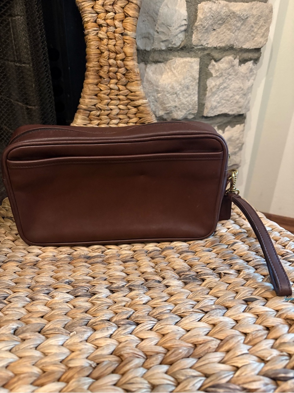 Vintage Coach travel pouch brown leather